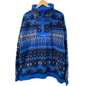 Columbia Powder Keg Fleece Pullover Jacket Aztec South-western Blue XL